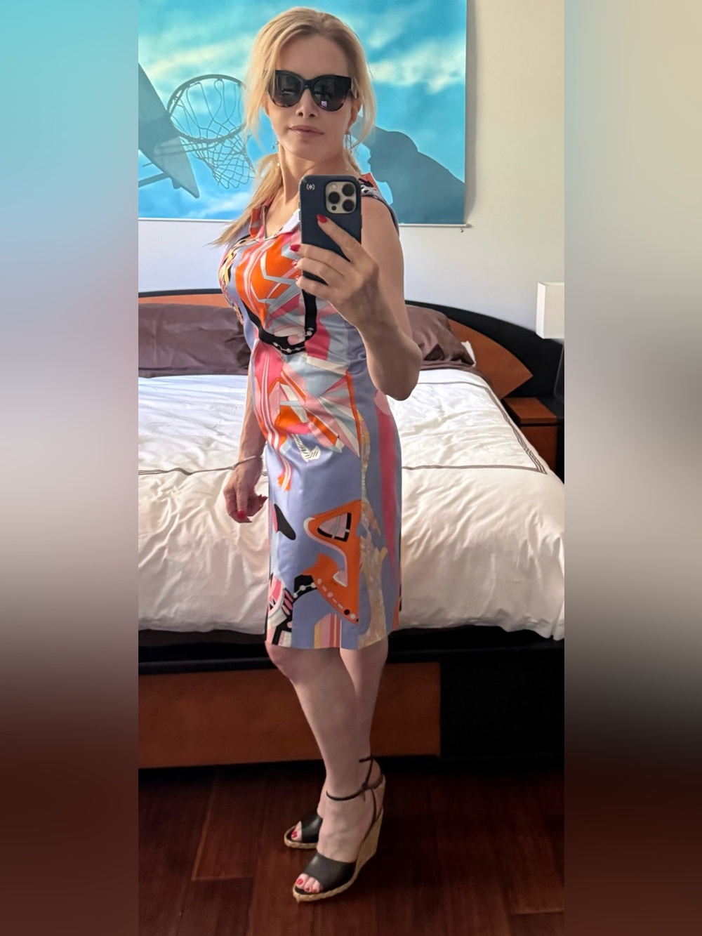 Emilio Pucci Firenze Made in Italy Abstract Print Sleeveless Dress IT 42 US 8
